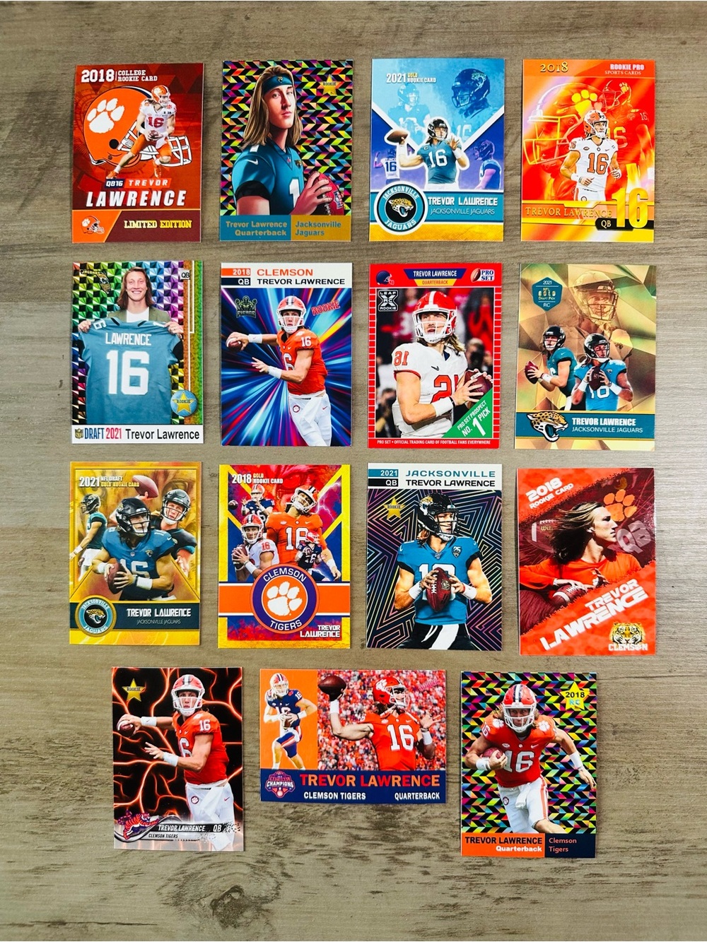 Trevor Lawrence Rookie Lot of (15) Novelty Football Cards. Clemson. Jaguars.